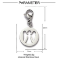 Détail du pendentif ange en acier inoxydable argenté avec dimensions et poids indiqués - Ange Creux Argenté (XF519-1)