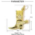 Detail showing gold cowboy boot pendant with star zircon inlay and measurement scale - Cowboy Boot Style (YE930)