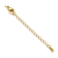 Détail de la chaîne d'extension en acier inoxydable plaqué or 18k avec fermoir et pendentif - Style Charme Goutte d'Eau Dorée (YG077-2)