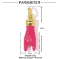 Technical view of pink enamel fist pendant with 20mm height and 6mm width dimensions - Pink Figa Hand Style (YE934-2)