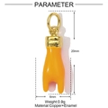Detail view of 20mm orange enamel and gold copper tusk pendant with size parameters - Orange Figa Hand Style (YE934-3)