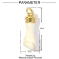 Detail view of 23mm cream enamel fist pendant with golden copper accents and weight info - Cream Fist Style (YE935-2)