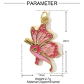 Pink enamel butterfly charm with copper gold plating, dimensions 29mm by 13mm - Pink Enamel Butterfly Style (YE924)