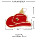 Detail of red enamel cowboy hat charm with size dimensions and gold star accent - Red Cowboy Hat Style (YE936-2)