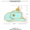 Blue enamel cowboy hat pendant with gold star detail showing 22mm by 17mm dimensions - Light Blue Cowboy Hat Style (YE936-3)