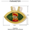 Detail view of eye shaped gold pendant with colorful enamel and zircon crystals - Evil Eye Style (YE937)