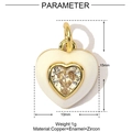 Technical dimensions of 15x10mm white heart enamel pendant with cubic zirconia inlay - White Enamel Heart Zirconia Style (YE927-2)