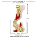 Detailed view of koi fish pendant dimensions 24mm by 10mm with red enamel and zircon - Pave Koi Fish Style (YE966)