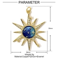 Detail of octagonal star pendant in copper and enamel with 35mm height measurement - Sunburst Star Style (YE940)