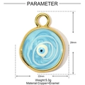 Detailed size specifications for the gold copper and blue enamel evil eye charm pendant - Light Blue Evil Eye (YE942-1)