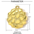 Detail view of gold-plated copper pendant with hammered texture and 21mm dimensions - Hammered Round Style (YE943)