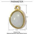 Macro detail of natural stone pendant with gold stainless steel edging and dimensions - White Gray Waterdrop Style (XF603-3)