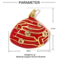 Detail eines roten Emaille-Muschelanhängers mit Goldlinien und Zirkon, 21 mm mal 19 mm - Roter Emaille-Muschel-Stil (YE974-3)