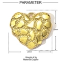 Detail of gold heart pendant with textured finish, showing 20mm by 23mm dimensions - Hammered Heart Style (YE945)