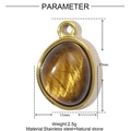 Detailed view of teardrop natural tiger eye pendant with 17mm x 11mm size measurements - Tiger Eye Waterdrop Style (XF603-5)