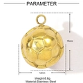 Detail view of a 12mm golden stainless steel soccer ball pendant with dimensions and weight - Gold Football Style (YE1007)