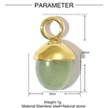Macro detail of acorn-shaped natural stone pendant with dimensions 14mm by 8mm - Light Green Acorn Style (XF604-1)