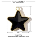 Détail du pendentif étoile en verre noir 13x14mm avec bordure en acier doré - Étoile Noire (XF620-2)