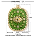 Evil eye necklace pendant in green enamel and gold stainless steel with dimensions - Bright Green Evil Eye (YE1019-1)