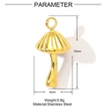 Stainless steel mushroom pendant detail with 13mm height and 6mm width specifications - Gold Mushroom Style (YE1009)
