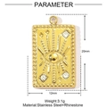 Detail van gouden roestvrijstalen tarot oog hanger met afmetingen 20mm bij 12mm - Boze Oog Stijl (YE1079)