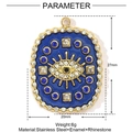 Detailed specs of stainless steel evil eye pendant with blue enamel and rhinestones - Dark Blue Evil Eye (YE1019-2)