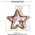 Détail d'un pendentif étoile en verre rose avec bordure en acier inoxydable doré - Étoile Rose (XF620-4)