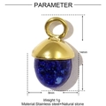 Detailed dimensions of the 14x8mm acorn pendant made of stainless steel and natural stone - Deep Blue Acorn Style (XF604-4)