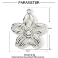 Polished silver stainless steel flower pendant with sparkling center rhinestone crystal - Silver Five-Petal Flower Style (YE1011)