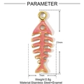 Fishbone pendant dimensions 21x7mm in pink enamel and gold stainless steel finish - Pink Fish Bone Style (YE1032-1)