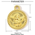 Details zu 16mm Gold-Edelstahlanhänger mit Engel-Relief, Maßen und Gewichtsangaben - Cupido Medaillon Stil (YE1083)