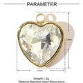 Détail du pendentif cœur en verre de 13mm avec cadre doré en acier inoxydable - Cœur Transparent (XF621-1)