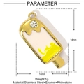 Macro shot of 14mm ice cream pendant made of stainless steel with enamel and rhinestone - Yellow and White Ice Cream Style (YE1033-1)