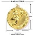 Detailansicht der Parameter für den goldenen Engel-Anhänger aus Edelstahl mit Maßen - Engel mit Vogel Stil (YE1084)