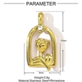 Detailed parameter view of a gold-plated stainless steel rose charm with rhinestone - Gold Arch Rose Rhinestone Style (YE1047-2)