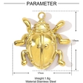 Macro detail of gold beetle pendant in stainless steel with 17mm size specifications - Gold Ladybug Style (YE1013-2)