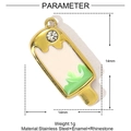 Macro detail of ice cream pendant with green and white enamel on stainless steel - Green Ice Cream Style (YE1033-2)