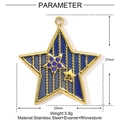 Macro detail of star shaped stainless steel pendant with blue enamel and crystal - Dark Blue Star (YE1021-1)