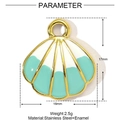 Detail of 17mm stainless steel and enamel shell charm with size and weight parameters - Shell Style (YE1035)