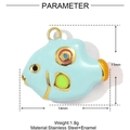 Parameter view of 11mm by 14mm blue enamel fish pendant made of stainless steel - Blue Fish Style (YE1036-1)