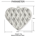Detailed size view of silver heart pendant with woven texture and 21mm width measurement - Silver Braided Texture Heart Style (YE1050)