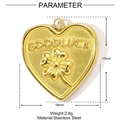 Detailed view of golden stainless steel heart pendant with clover and GOODLUCK engraving - Gold Good Luck Clover Heart Style (YE1051)