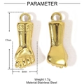 Polished gold stainless steel fist pendants showing front and back view details - Gold Fist Style (YE1090-2)