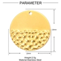 23mm round stainless steel pendant with a dual-texture smooth and hammered gold finish - Round Style (XF654)