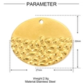 Detailed view of oval stainless steel pendant with textured wave pattern and dimensions - Oval Style (XF656)