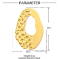 Detail of gold asymmetric hammered stainless steel oval pendant with size dimensions - Irregular Oval Style (XF657)