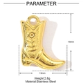 Parametri dettagliati delle dimensioni del ciondolo a stivale da cowboy in oro e acciaio - Stile Stivale con Motivo in Rilievo Dorato (YE1094)