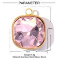 Pink square glass stone pendant with gold stainless steel frame and 13x16mm size guide - Sakura Pink Style(YE1318-2)