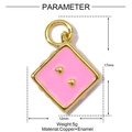 Pink enamel heart charm dimensions 17x12mm with weight 5g in gold-plated brass - Pink Enamel Square Style (YE1334-1)