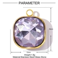 Macro detail of purple crystal glass pendant with 16x13mm stainless steel gold frame - Light Purple Style(YE1318-3)